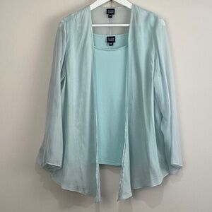 Eileen Fisher Kimono-Style Sheer Open Front Jacket and Shell Set